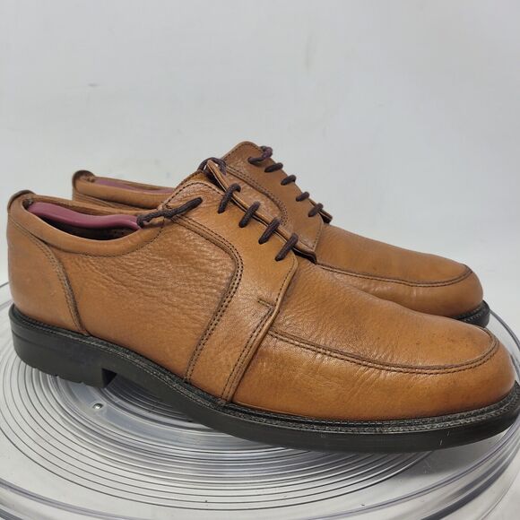 Eddie Bauer Derby Oxford Shoes Mens Sz 11.5 Tan Brown Pebble Leather ITALY 98% main image 4
